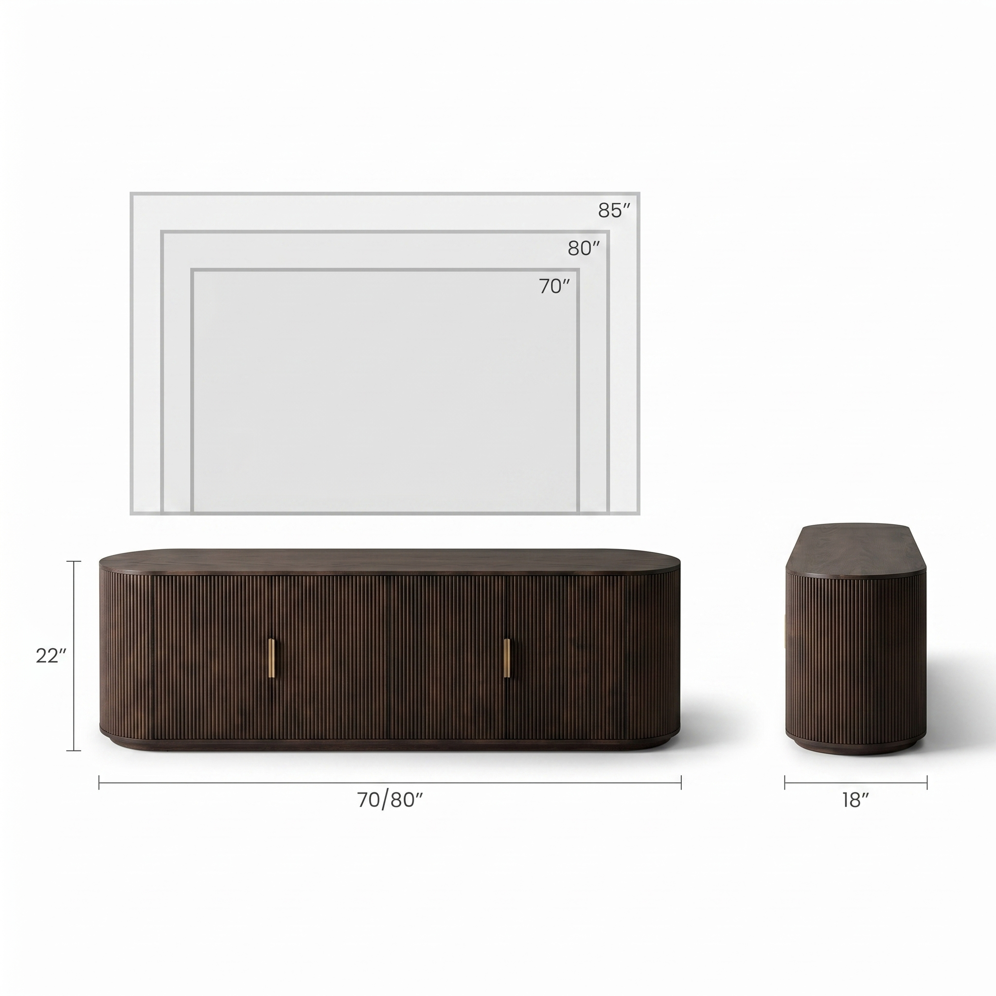 Brown walnut 70”, brown walnut 80”