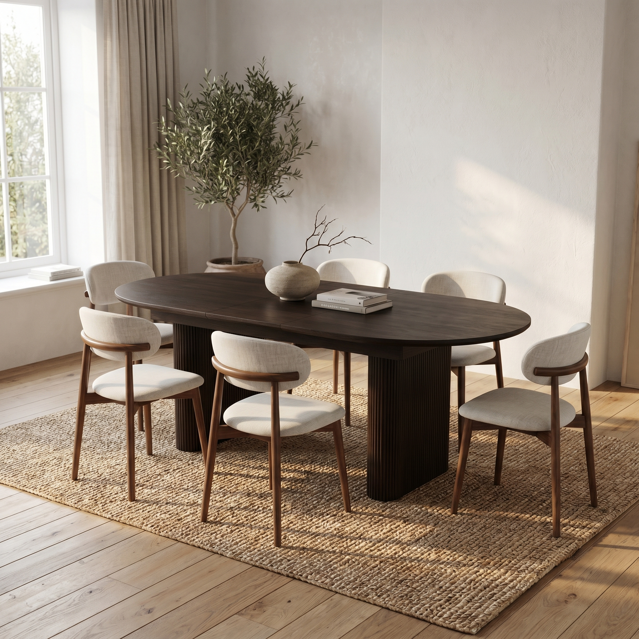 Linden Extendable Fluted Oak Dining Table