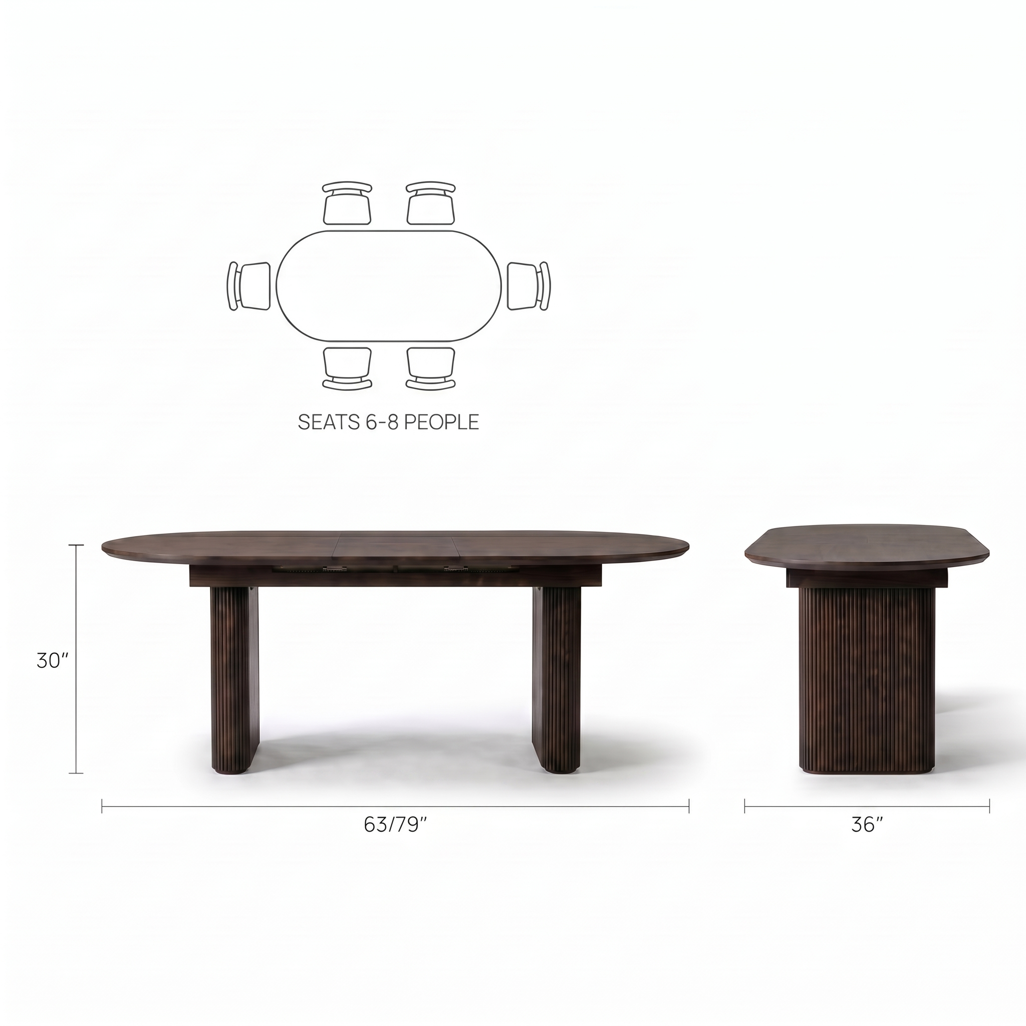 Linden Extendable Fluted Oak Dining Table